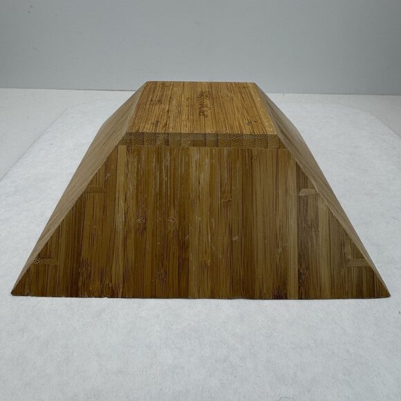 Vintage The Pampered Chef 1108 Bamboo Square Bowl 9-1/4" Tapered Wood Salad - Picture 7 of 12